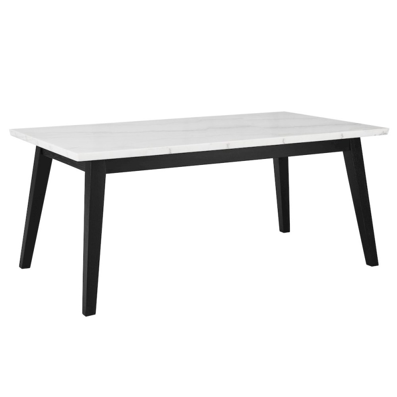 Vida 72" White Marble Dining Table, Black Finish
