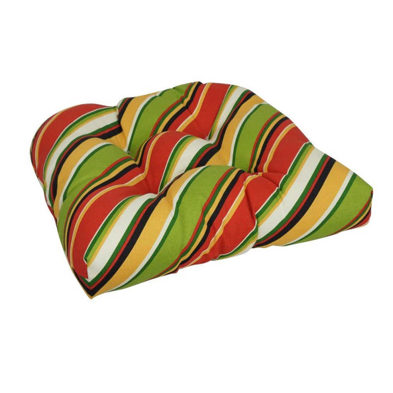 19-Inch U-Shaped Spun Polyester Outdoor Tufted Dining Chair Cushion
