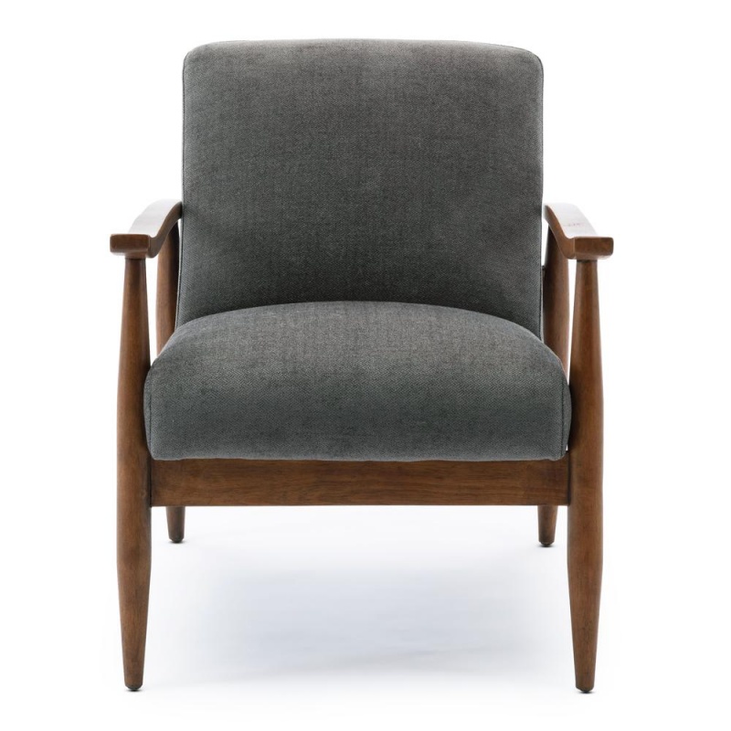 Asher Wooden Base Accent Chair - Charcoal