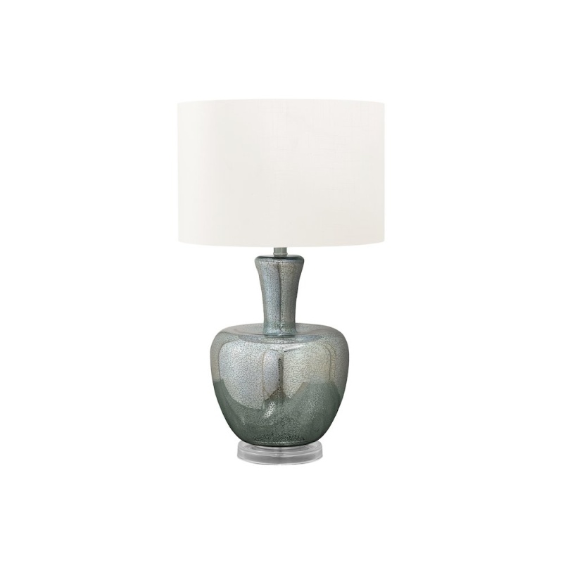 26"H Sea Green Glass Table Lamp with Ivory / Cream Shade