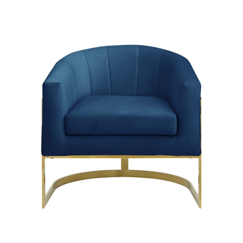 Traxmon Velvet Upholstered Accent Chair In Blue