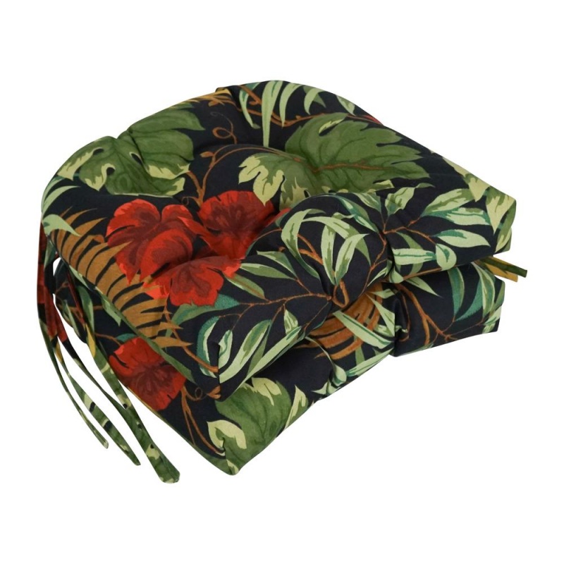 16-Inch Outdoor Spun Polyester U-Shaped Tufted Chair Cushions (Set Of 2)