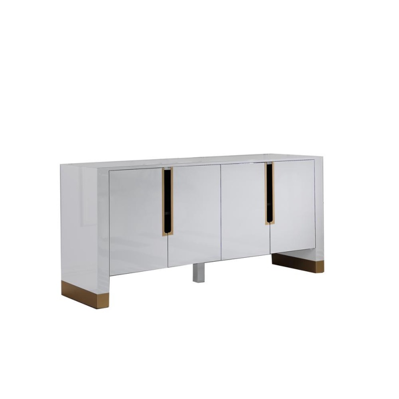Akantha 68" Lacquer With Gold Accents Sideboard, White