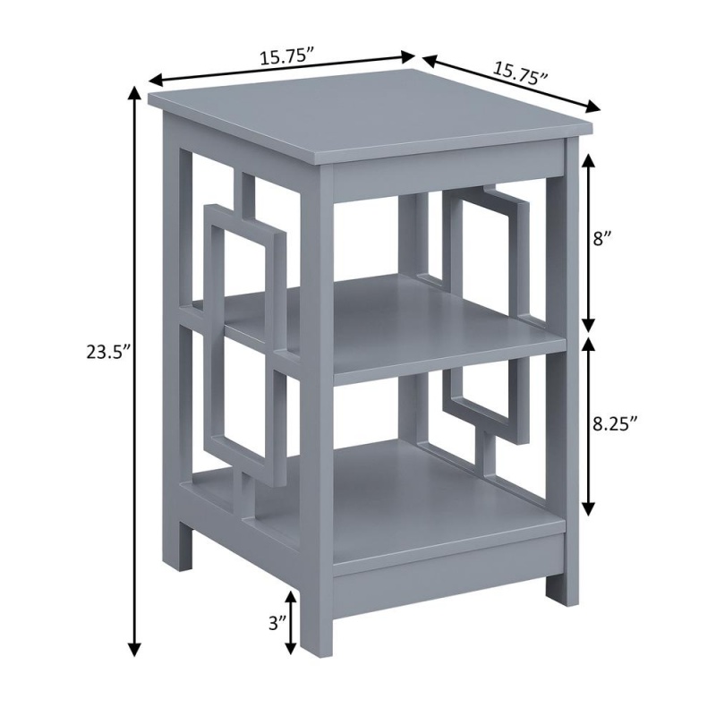 Town Square End Table With Shelves, Gray