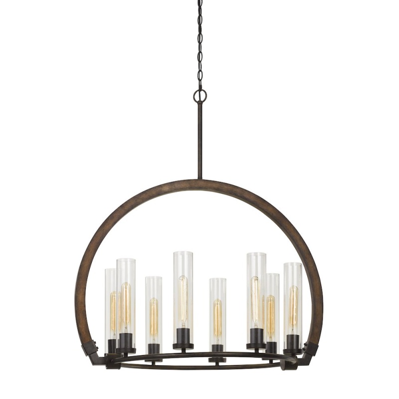 60W X 8 Sulmona Wood/Metal Chandelier