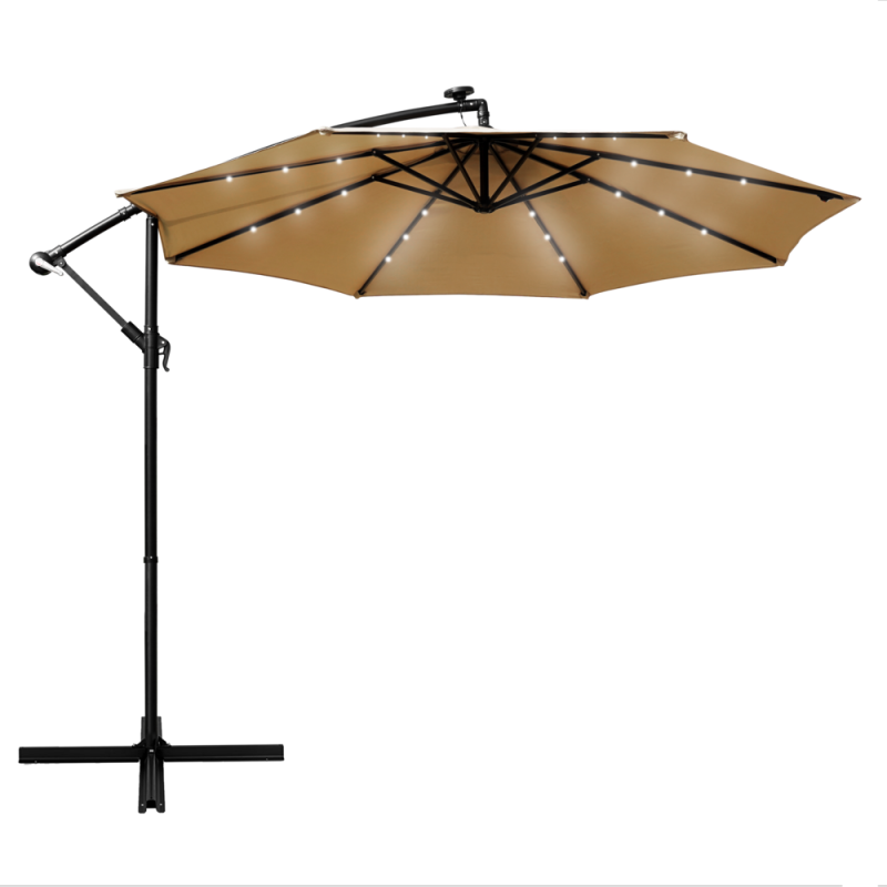 Leisuremod Willry Modern Outdoor 10 Ft Offset Cantilever Hanging Patio Umbrella With Solar Powered Led - Green