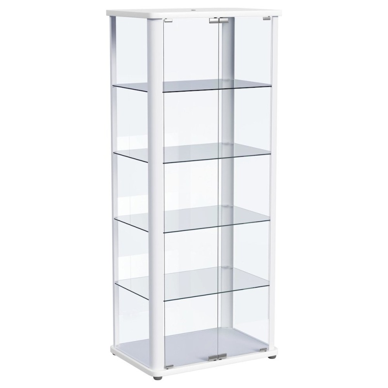 Aero 5-Shelf Display Curio Cabinet With LED Lighting White