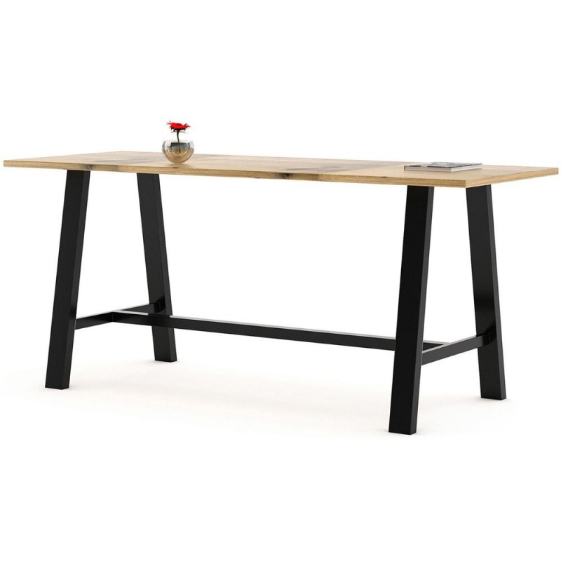 Kfi Midtown Base Cafe Table - Rectangle Top - Sawhorse Leg Base - 4 Legs - 84" Table Top Length X 36" Table Top Width - Assembly Required - Natural - Solid Wood Top Material