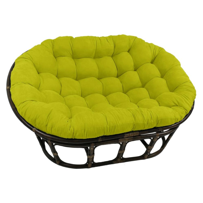 Rattan Double Papasan Chair With Microsuede Cushion