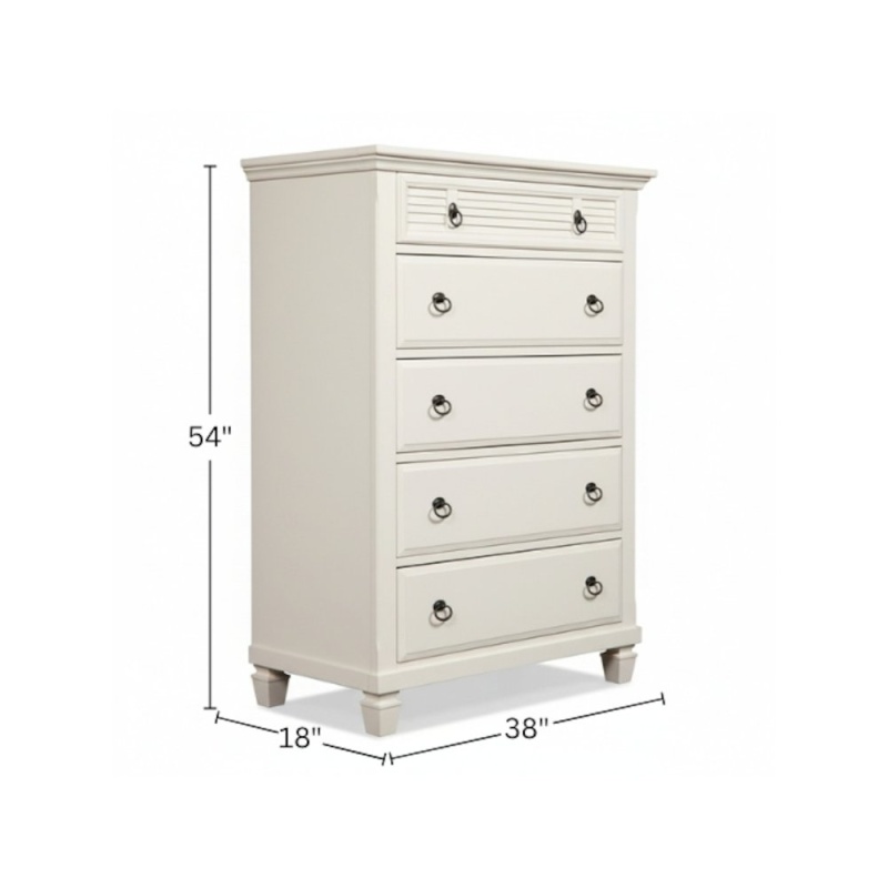 Winchester 5 Drawer Chest, White