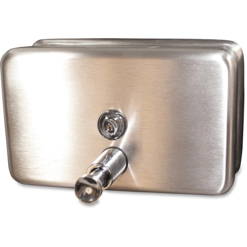 Genuine Joe Horizontal Soap Dispenser - Manual - 1.25 Quart Capacity - Stainless Steel - 1Each