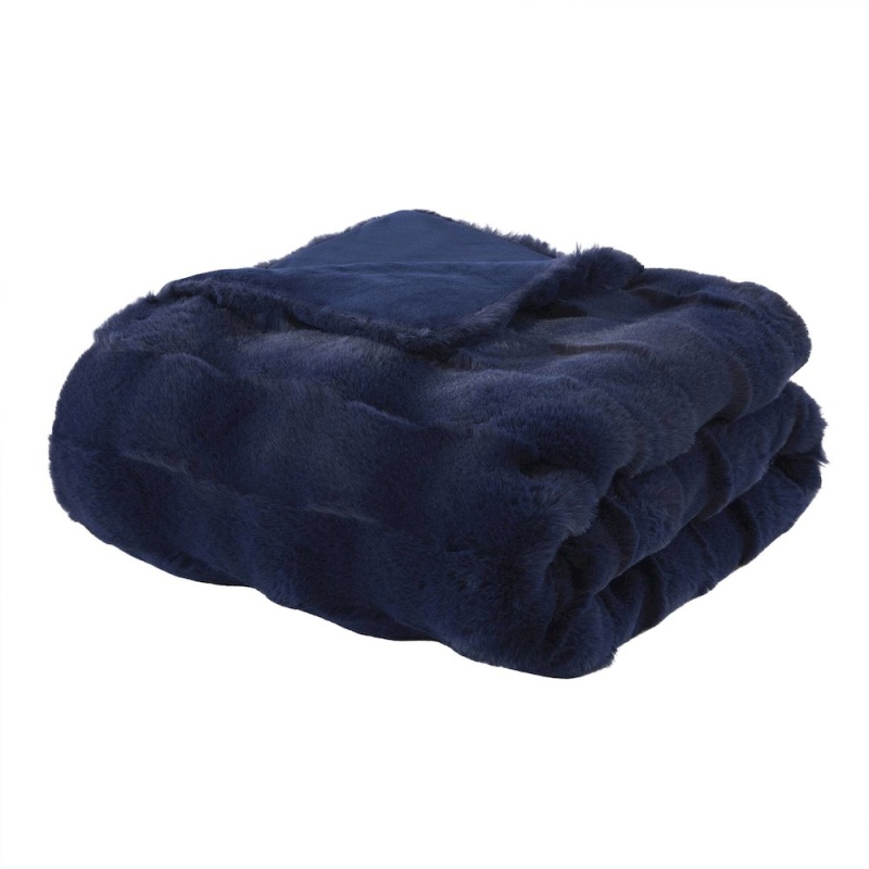 Vivienne Faux Fur Throw, Navy Color