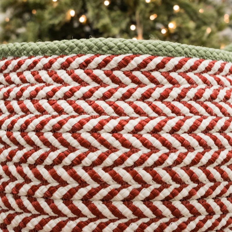 Kringle Christmas Floor Basket - Candycane Red 18"X18"x16"