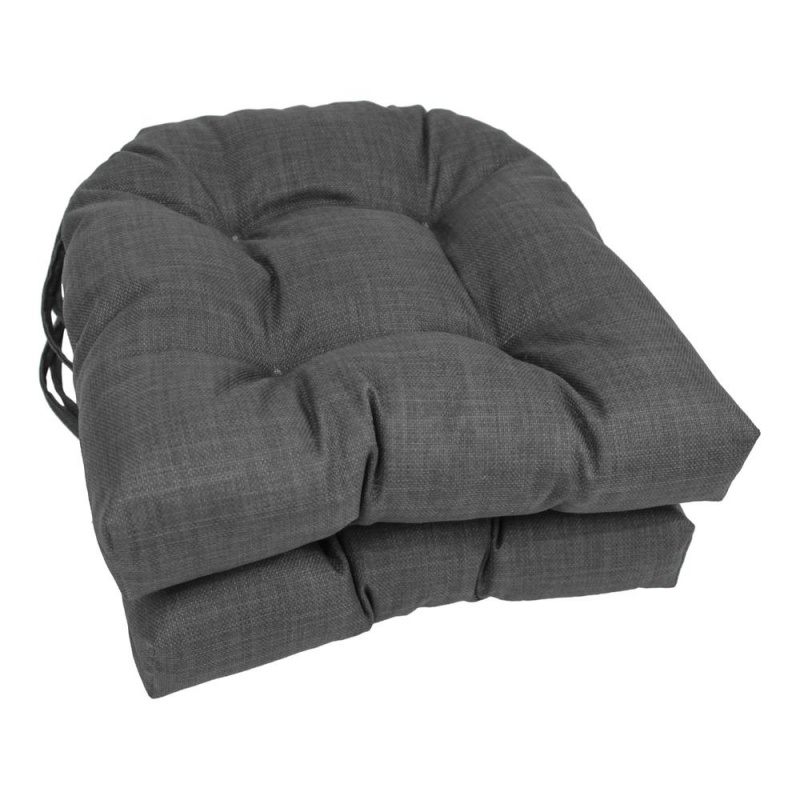 16-Inch Outdoor Spun Polyester U-Shaped Tufted Chair Cushions (Set of 2)