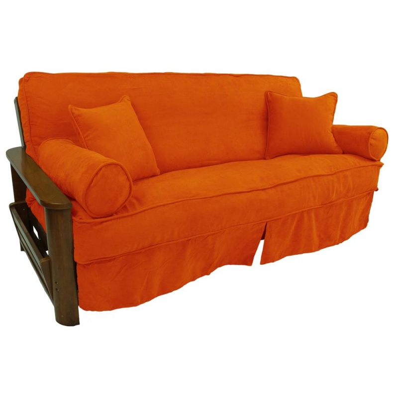 Solid Microsuede Double-Corded Full Futon Slipcover Set
