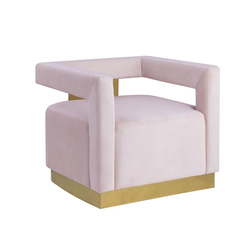 Connor Velvet Upholstered Accent Chair In Pink