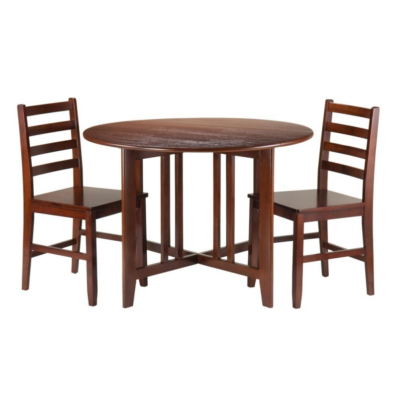 Alamo 3-Pc Round Drop Leaf Table With 2 Hamilton Ladder Back Chairs