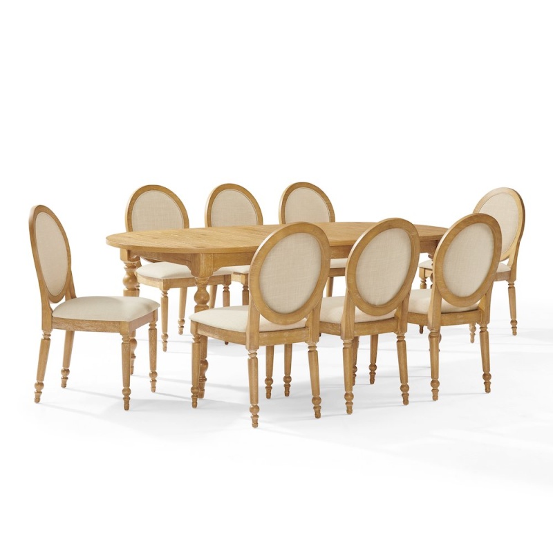 Daphne 9-Piece Dining Set For 8 Rustic Brown/Crème