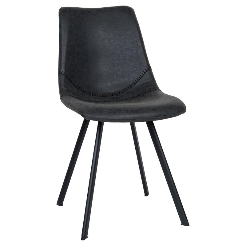 Markley Modern Leather Dining Chair With Metal Legs