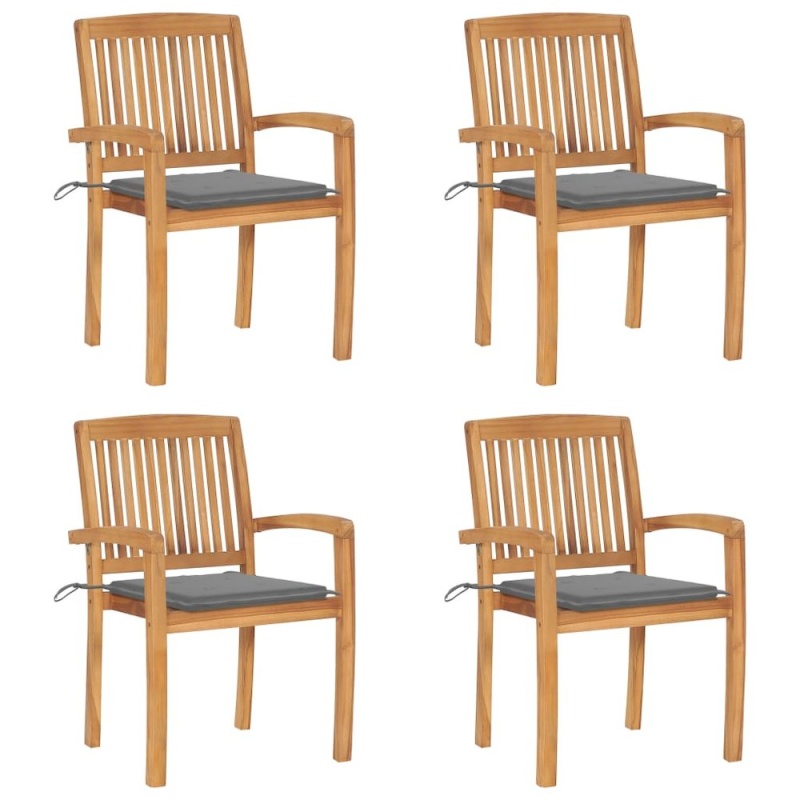Garden Chair Set of 4 Solid Teak Wood