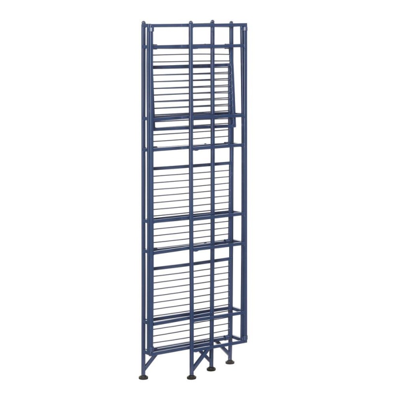 Xtra Storage 4 Tier Folding Metal Shelf, Cobalt Blue