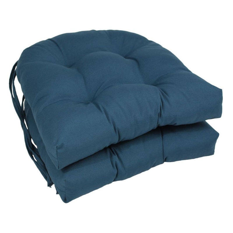 16-Inch Solid Twill U-Shaped Tufted Chair Cushions (Set of 2)