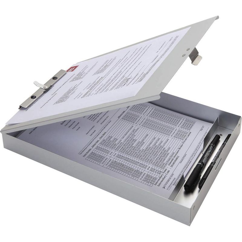 Business Source Storage Clipboard - Storage For 50 Document - 8 1/2" X 11" - Silver - 1 Each