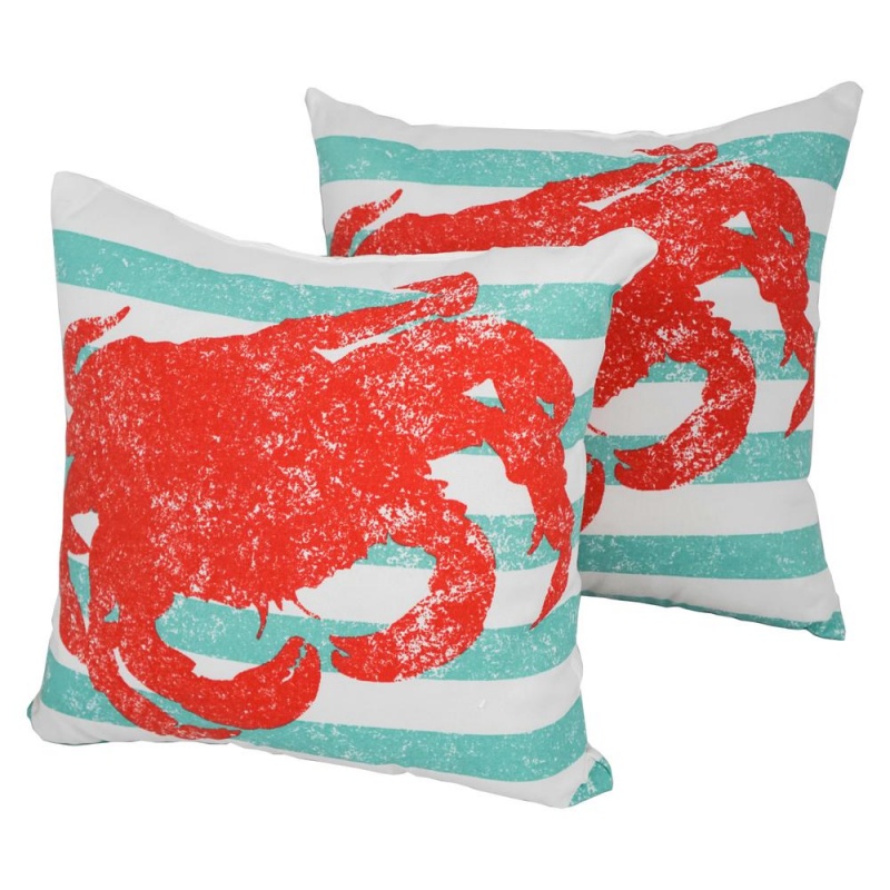 Blazing Needles 17-Inch Outdoor Spun Polyester Throw Pillows (Set Of 2)