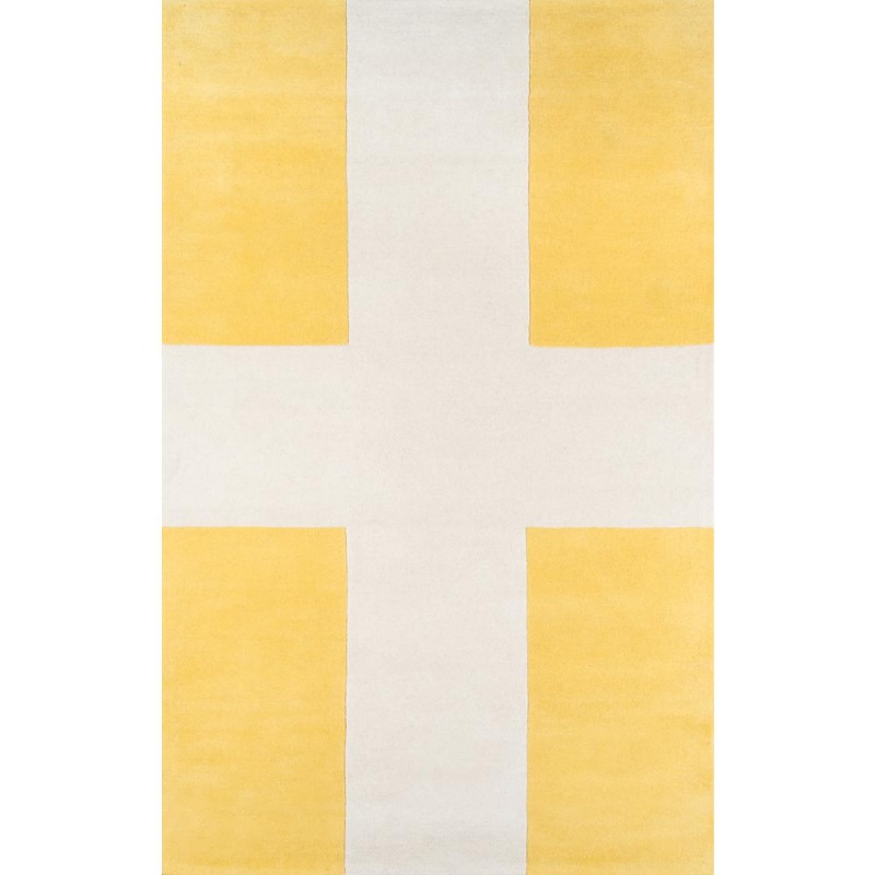 Contemporary Rectangle Area Rug, Yellow, 5' X 8'