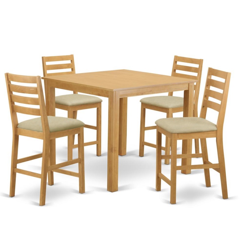 5 Pc Dining Counter Height Set - Small Kitchen Table And 4 Counter Height Chairs