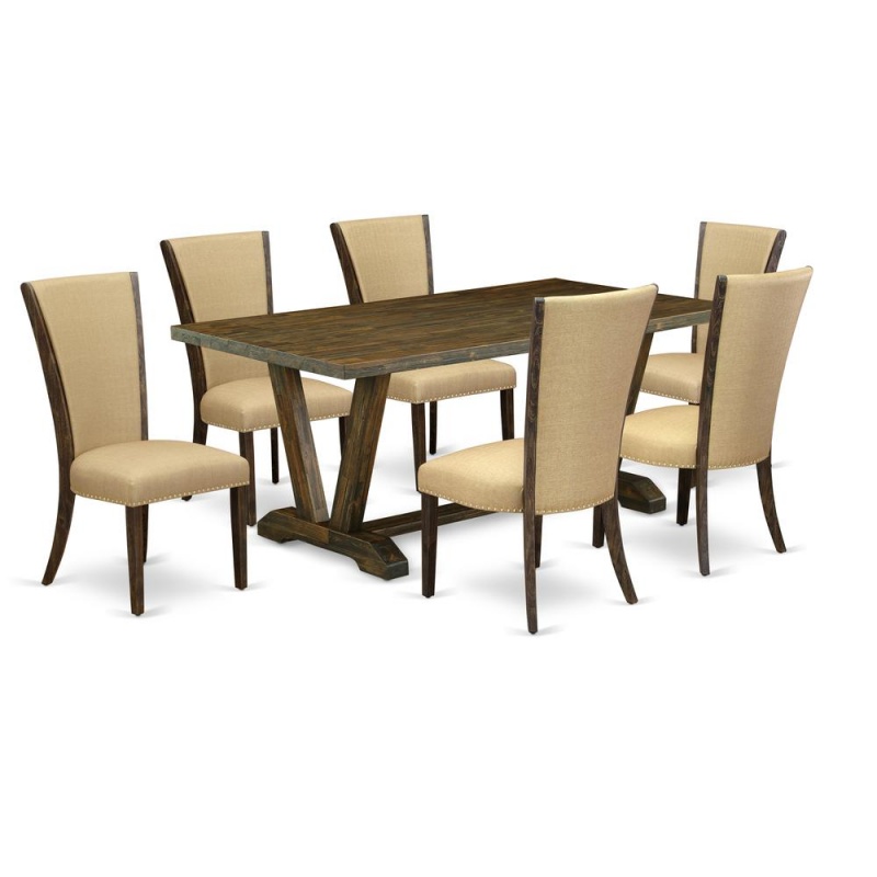 East West Furniture 7Pc Kitchen Table Set with 6 Parsons Chairs