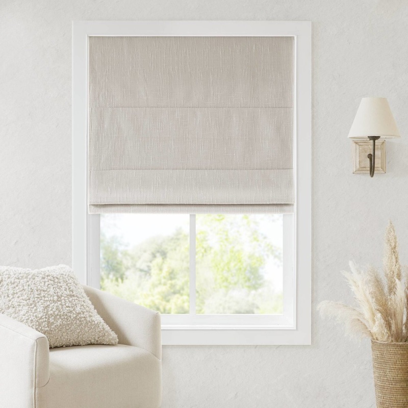 Quincy Total Blackout Cordless Roman Shade, Linen Color