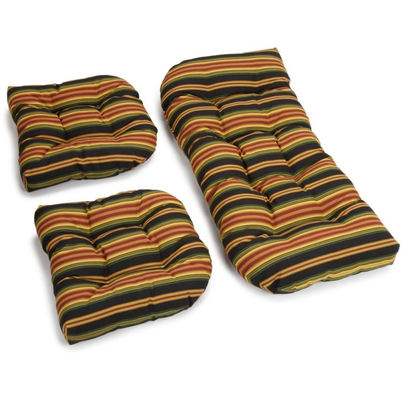 U-Shaped Spun Polyester Tufted Settee Cushion Set (Set Of 3)