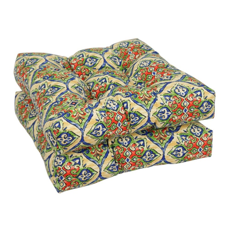 19-Inch Squared Polyester Outdoor Tufted Dining Chair Cushion