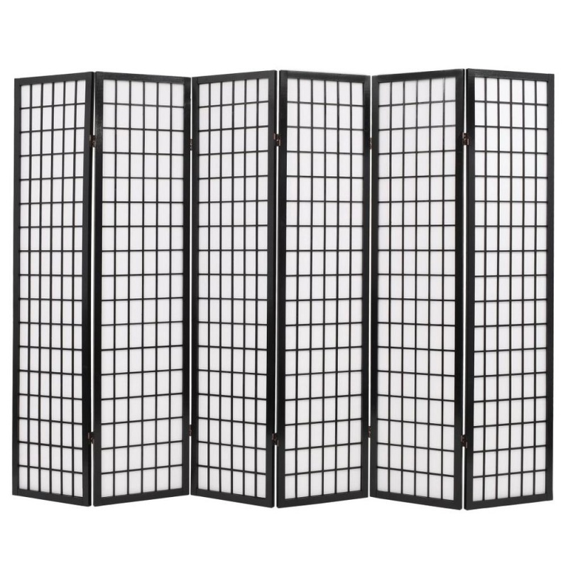 Vidaxl Folding 6-Panel Room Divider Japanese Style 94.5"X66.9" Black