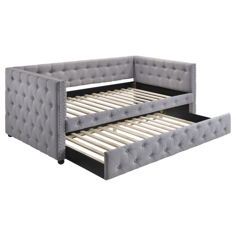 Mockern Upholstered Twin Daybed With Trundle Grey