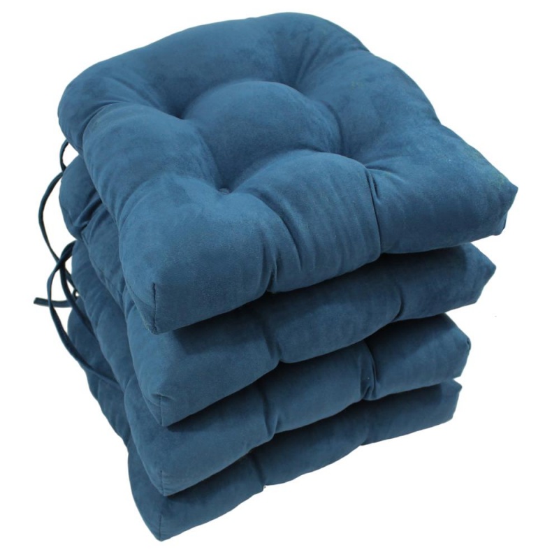 16-Inch Solid Micro Suede U-Shaped Tufted Chair Cushions (Set of 4)