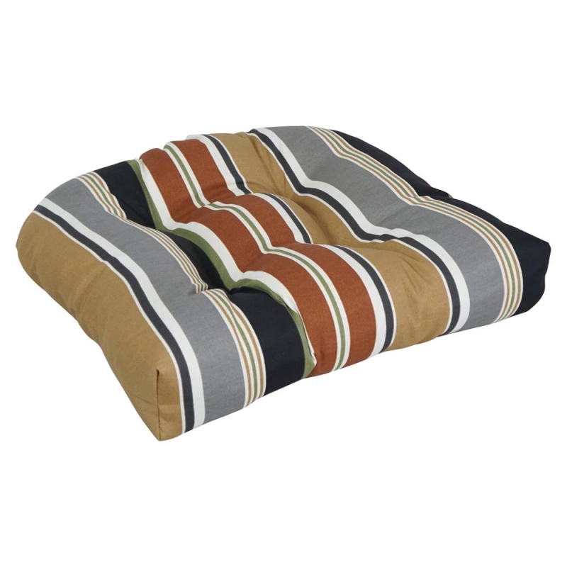 19-Inch U-Shaped Spun Polyester Outdoor Tufted Dining Chair Cushion