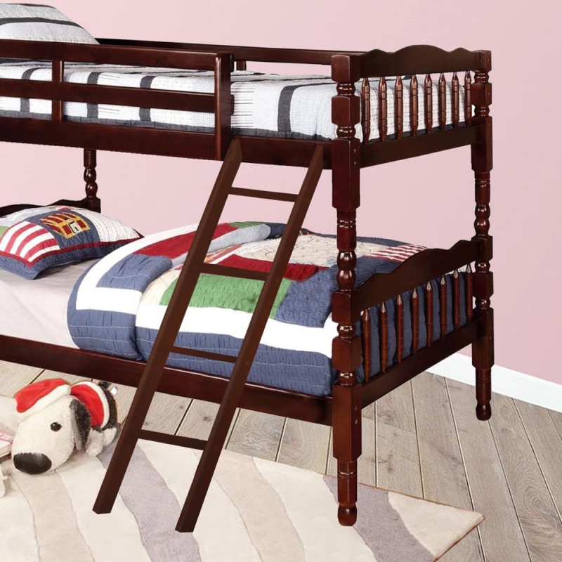 Better Home Products Charlotte Twin Over Twin Solid Wood Bunk Bed In Tobacco