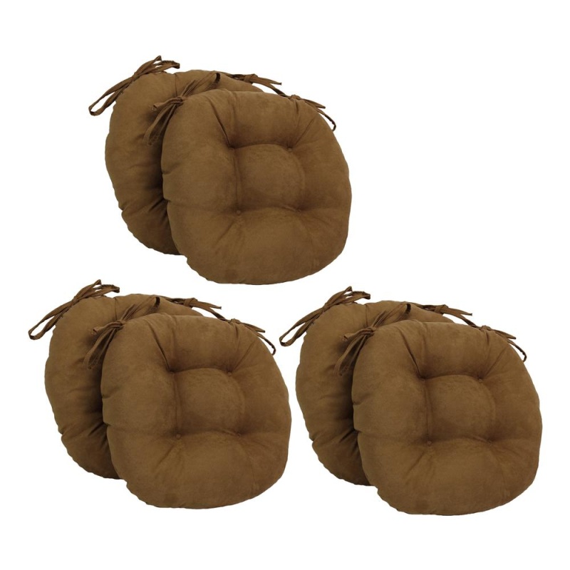 16-Inch Solid Microsuede Round Tufted Chair Cushions (Set Of 6) 916X16rd-T-6Ch-Ms-Sb