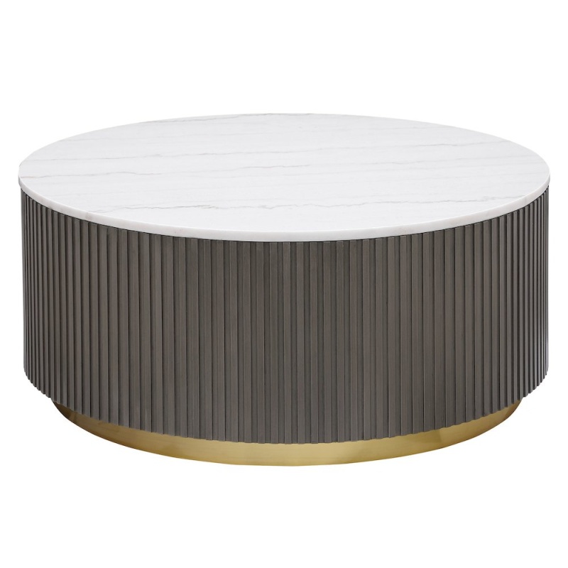 Jason Round Marble Top Coffee Table White And Charcoal