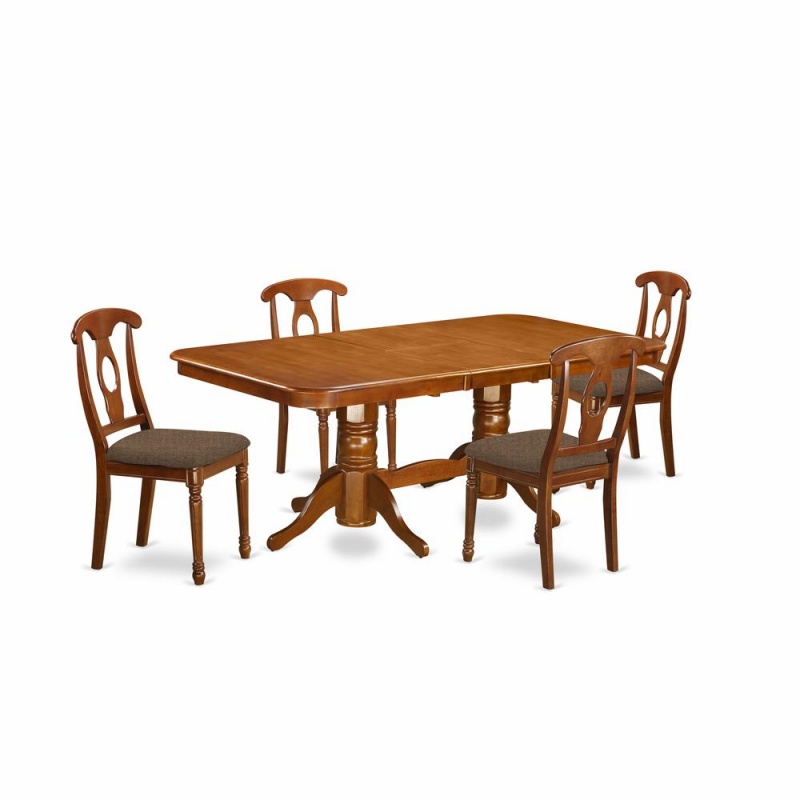 5 Pc Dining Room Set For 4-Rectangular Table With Leaf And 4 Kitchen Dining Chairs
