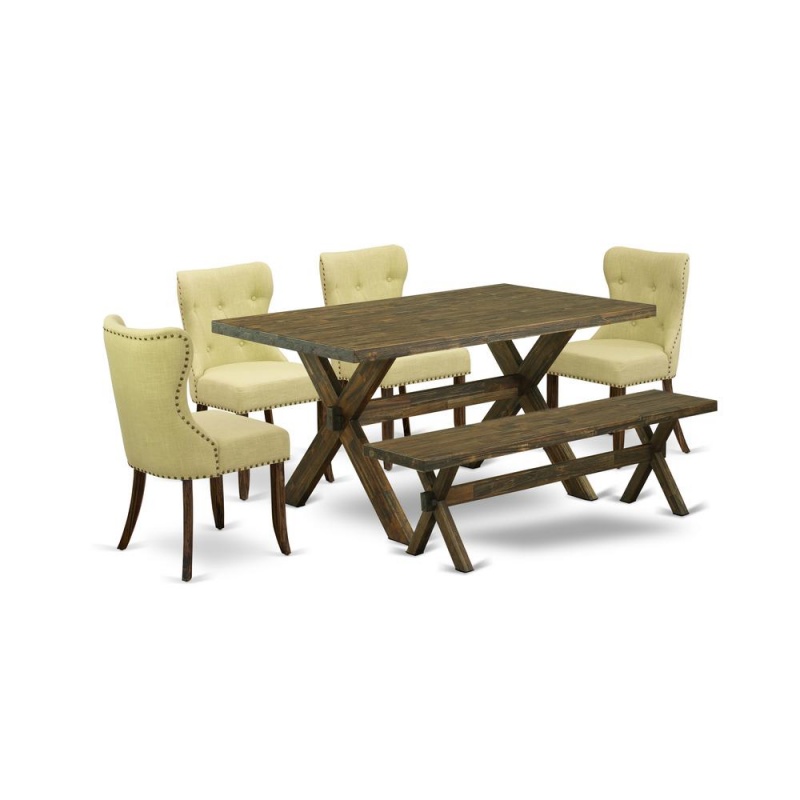 6-Piece Dinette Set with 4 Parson Dining Chairs