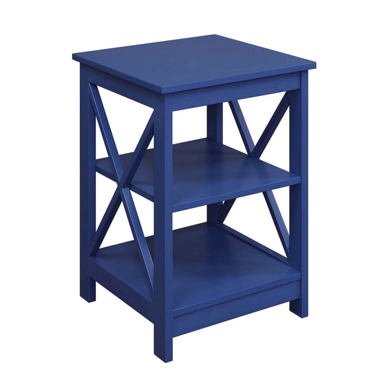 Oxford End Table With Shelves Cobalt Blue