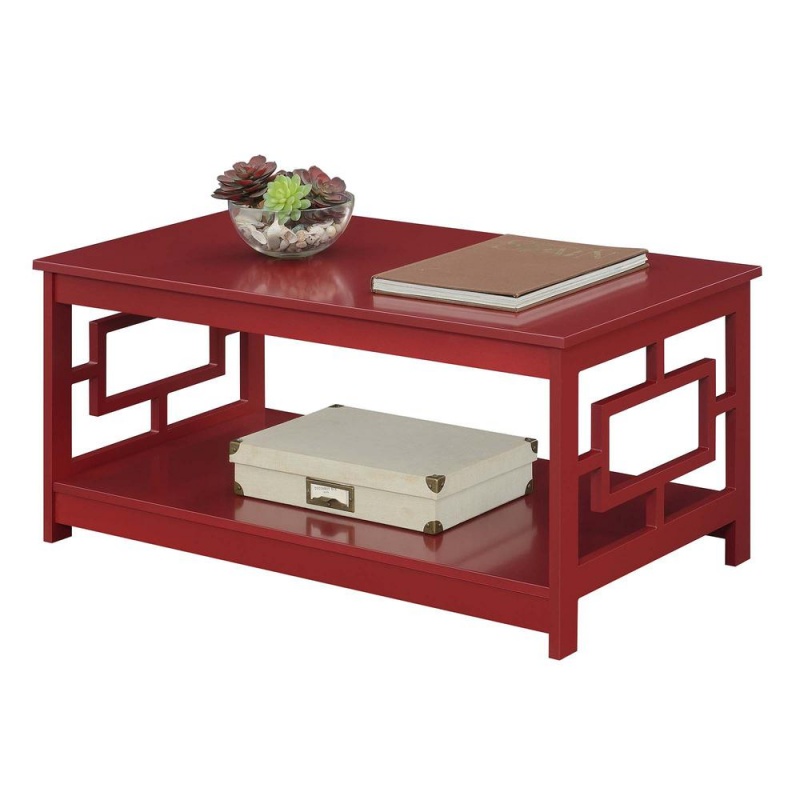 Town Square Coffee Table With Shelf, Cranberry Red