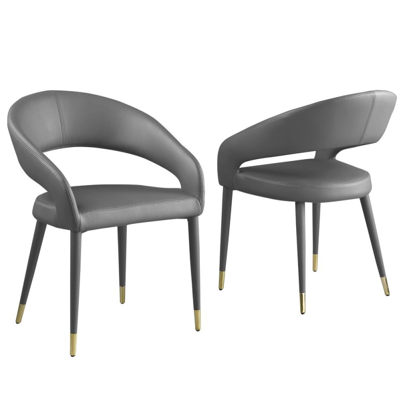 Jacques Faux Leather Gray Dining Chairs (Set of 2)