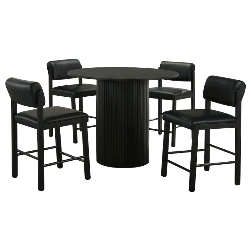 Hamlyn 5-Piece Round Wood Counter Height Dining Set Black