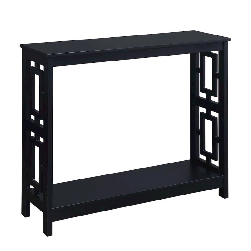Town Square Console Table With Shelf, Black