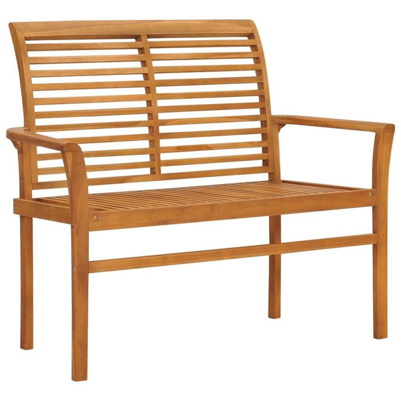 Vidaxl Garden Bench With Gray Cushion 44.1" Solid Teak Wood 2665