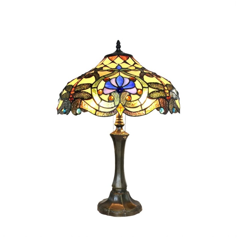 Amberwing Tiffany-Style 2 Light Dragonfly Table Lamp 17" Shade